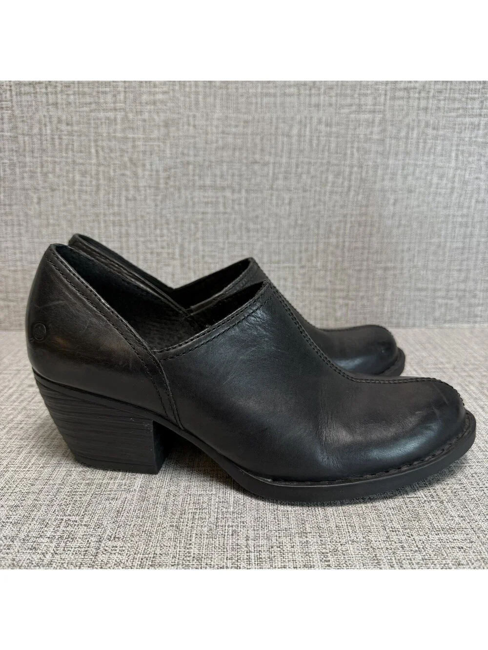 Born Booties Women's Sz 9.5 Black Leather Kerri Ankle Zipper Comfort Western